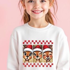 Holiday Funny Selfie Reindeer Photobooth T-shirt Christmas tee White 2T - XL New